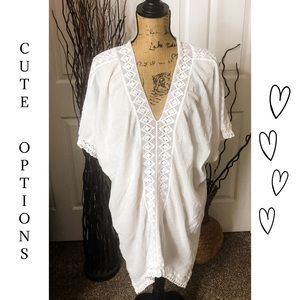 Cute Options White Beach Cover-Up Sz. M